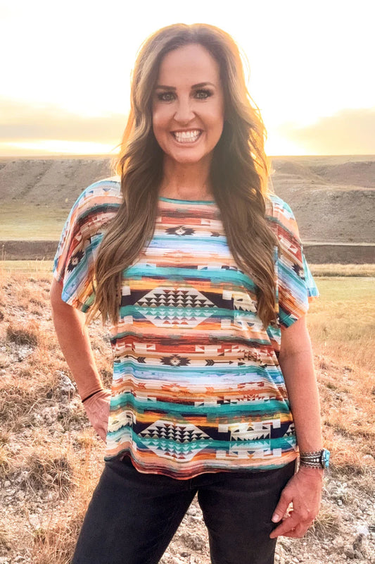 Aztec Daze Mesh Top By Sterling Kreek