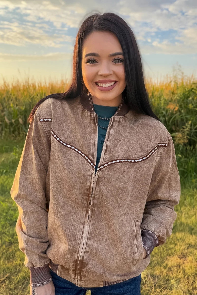 Buckskin Buckstitch Bomber Jacket By Sterling Kreek