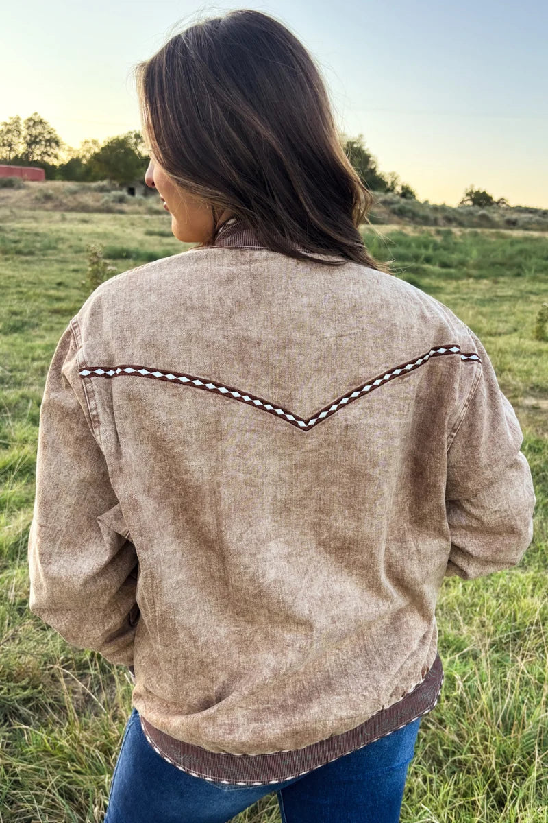 Buckskin Buckstitch Bomber Jacket By Sterling Kreek