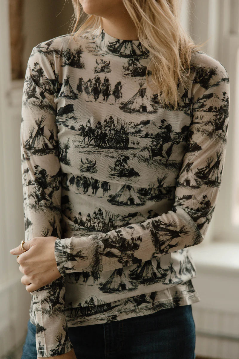 Spirit Of The Plains Mesh Top By Sterling Kreek