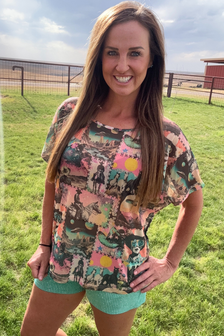 Cosmic Cowgirl Mesh Top by Sterling Kreek
