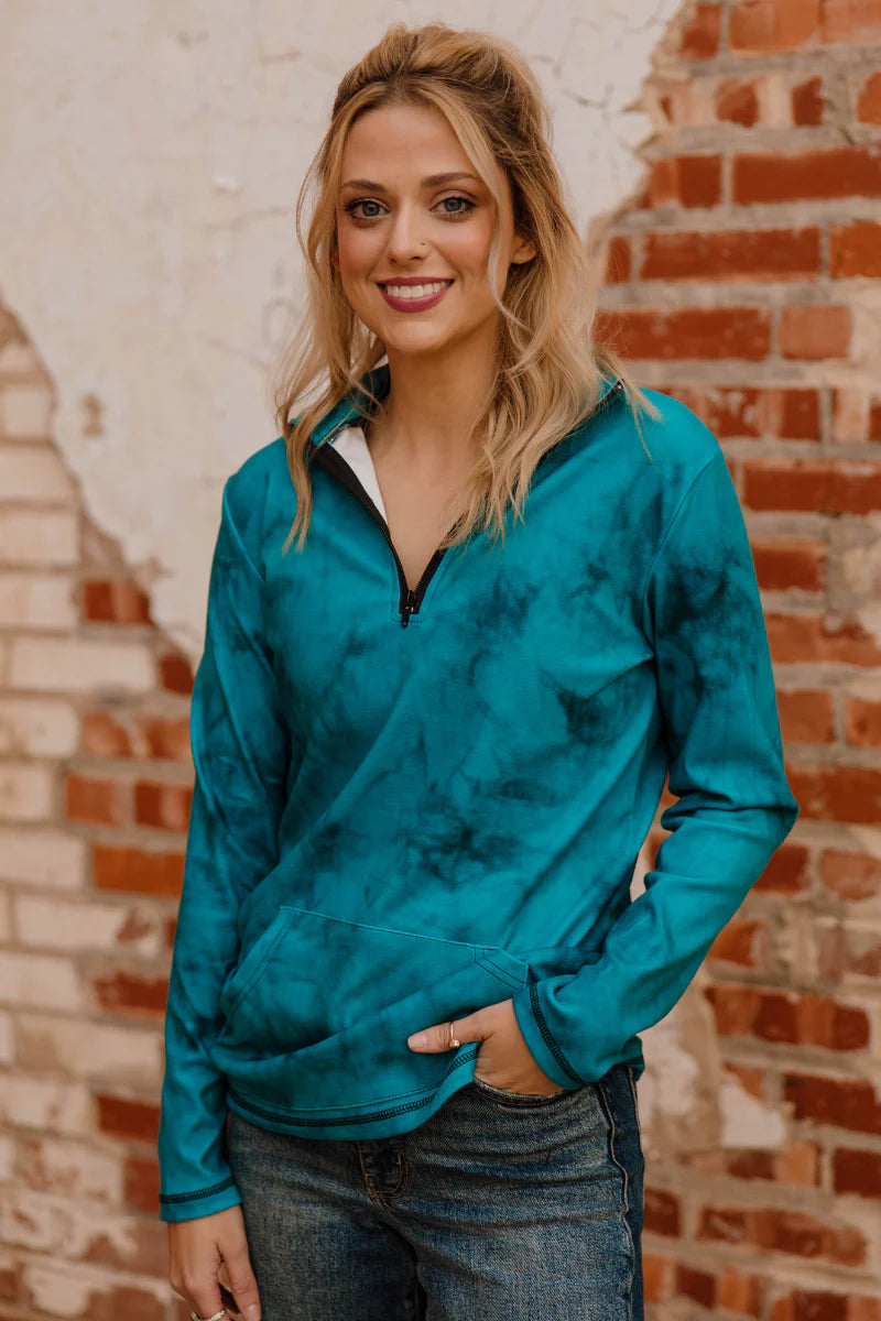 Cowgirl Fade Pullover- Turquoise By Sterling Kreek