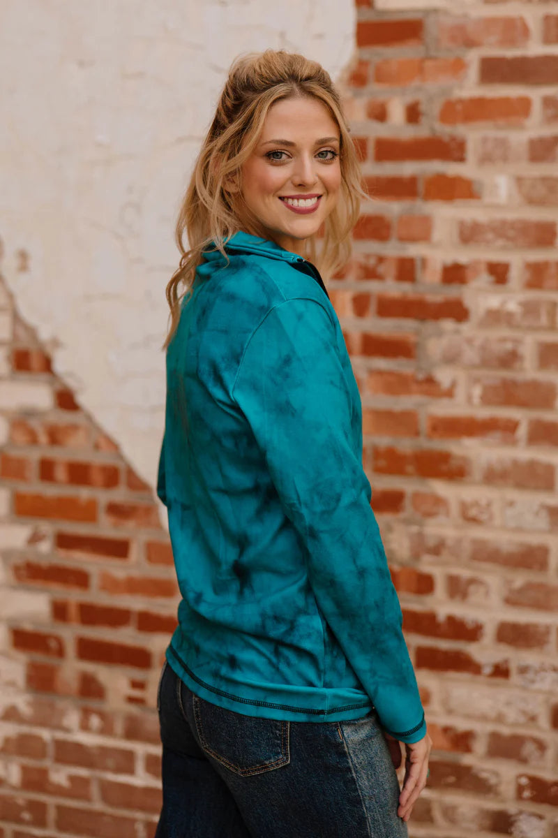 Cowgirl Fade Pullover- Turquoise By Sterling Kreek