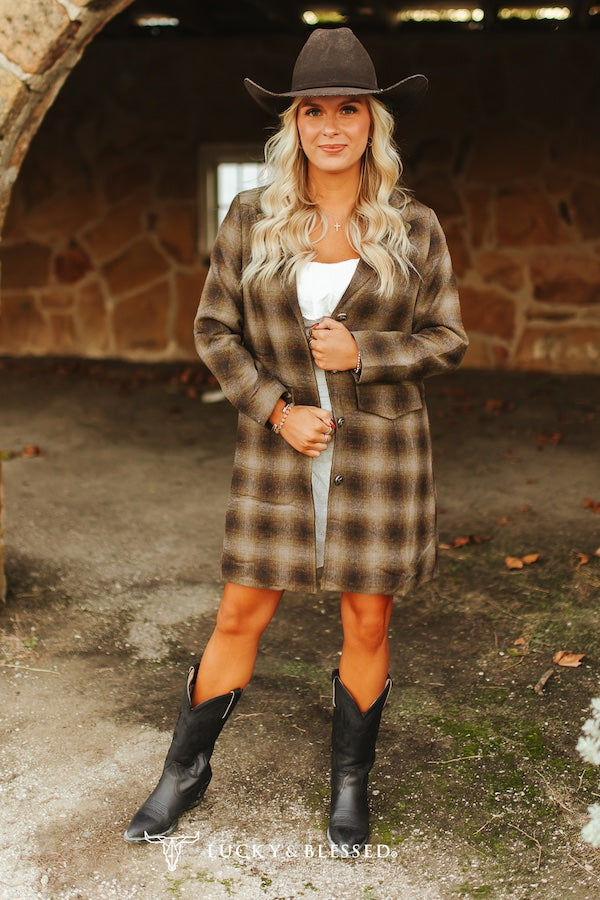Brown Plaid Western Blazer By L&B