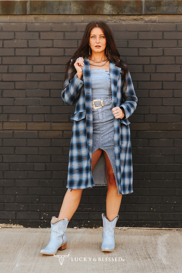 Blue Plaid Western Blazer By L&B