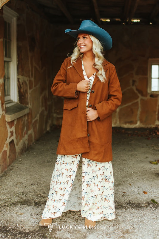 Brown Rust Long Blazer By L&B