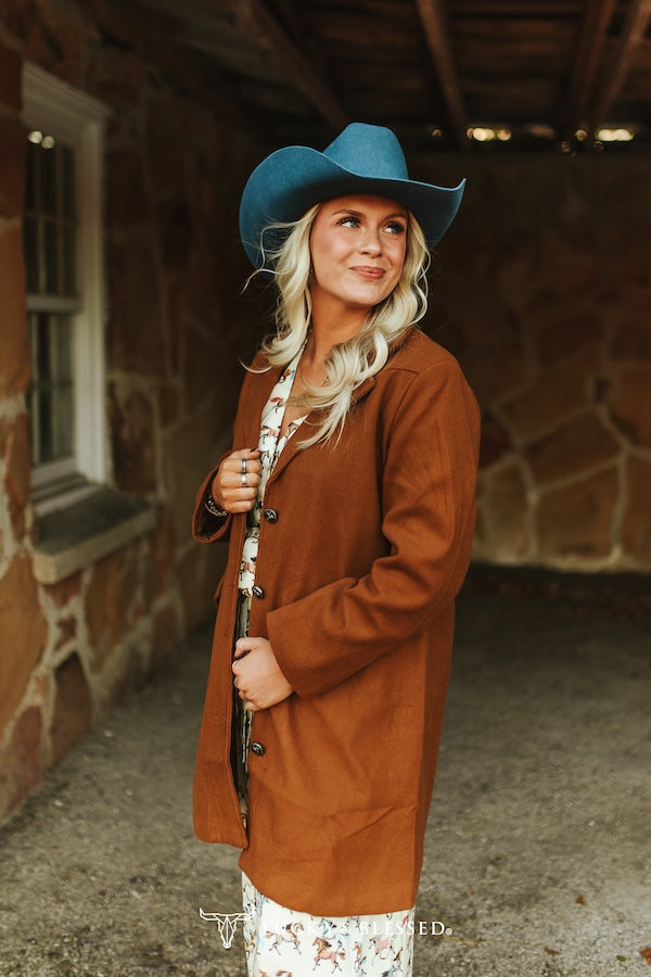 Brown Rust Long Blazer By L&B