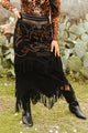 Black Boot Stitch Suede Skirt By L&B