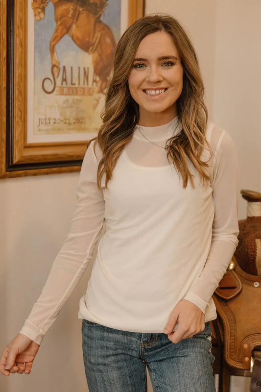 Meshed Out Ivory Top By Sterling Kreek