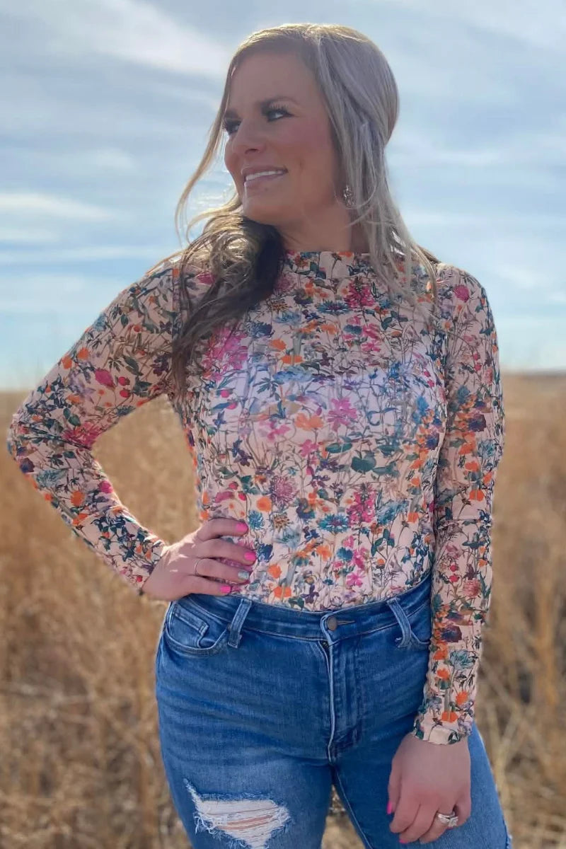 Field Of Flower Mesh Top By Sterling Kreek