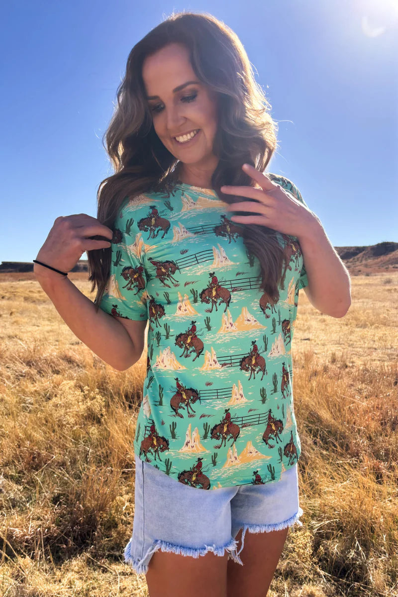 Turquoise Desert Trails Top By Sterling Kreek