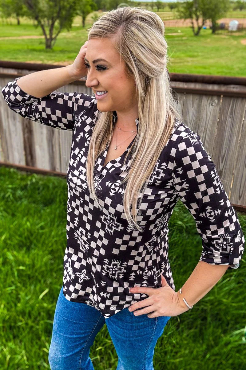 Night Aztec Top By Sterling Kreek