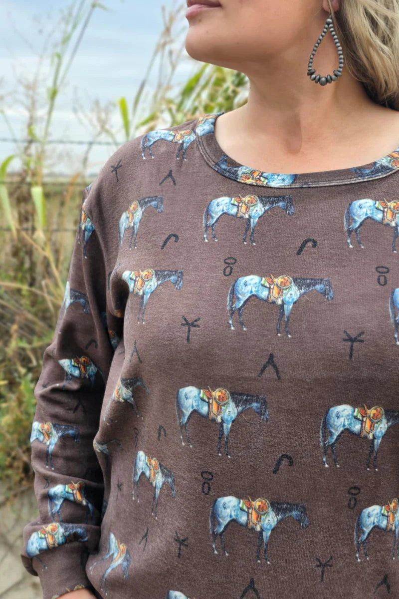 Old Town Road Brown Top By Sterling Kreek