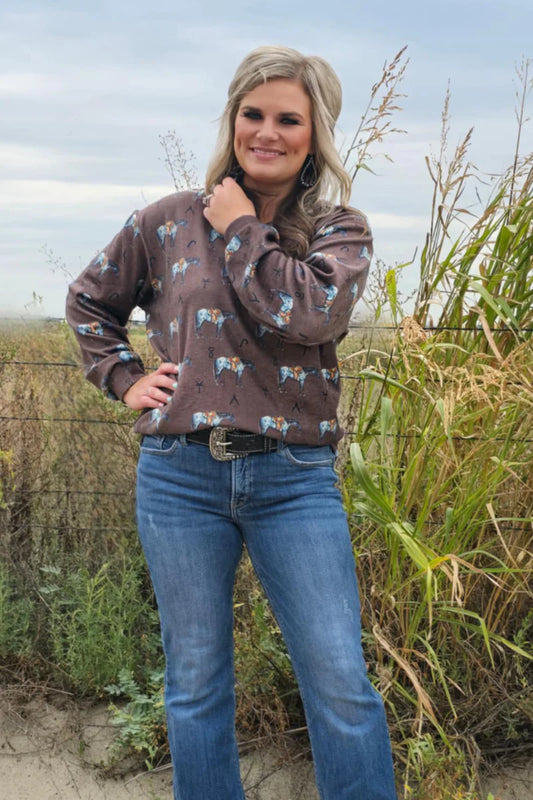 Old Town Road Brown Top By Sterling Kreek