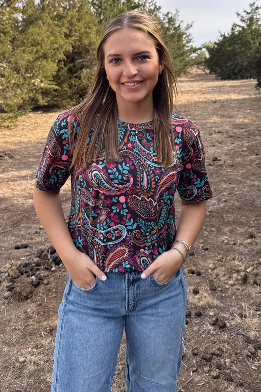 Painted Night Paisley Top By Sterling Kreek