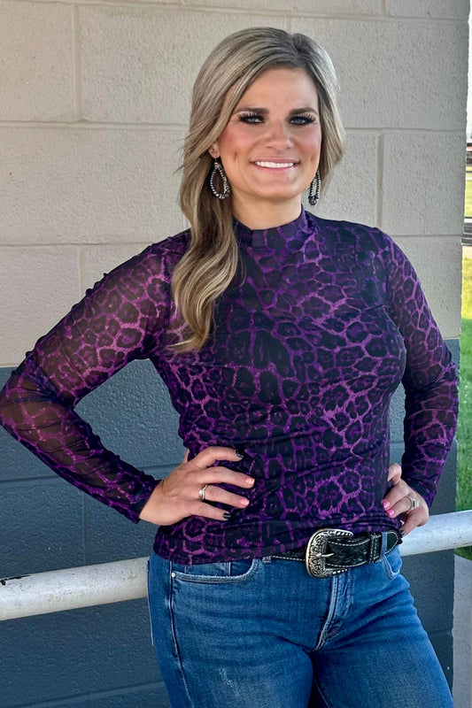 Sideline Spirit Purple Mesh Top By Sterling Kreek