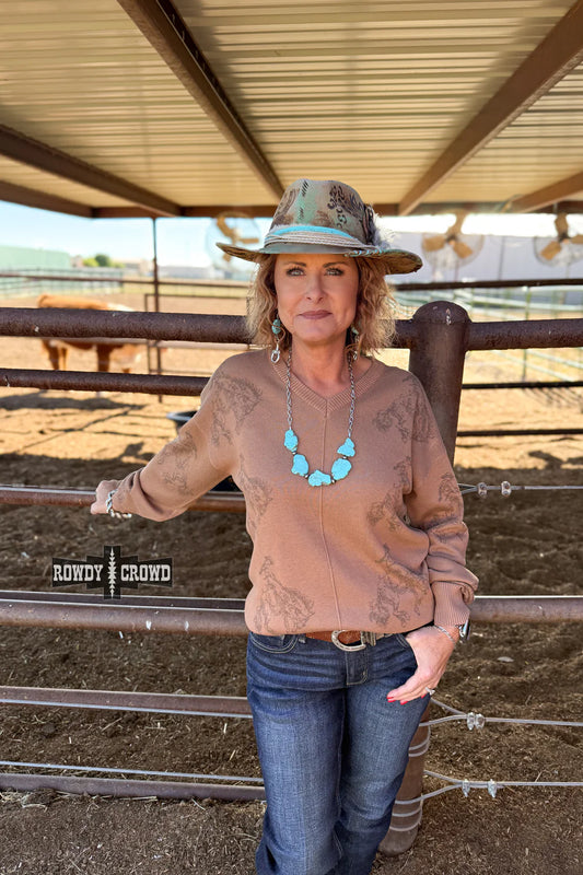 Saddle Up Brown Sweater By Rowdy Crowd