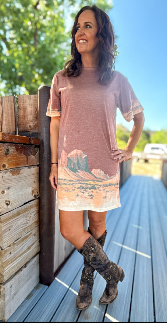 Desert Clay T-Shirt Dress By Sterling Kreek