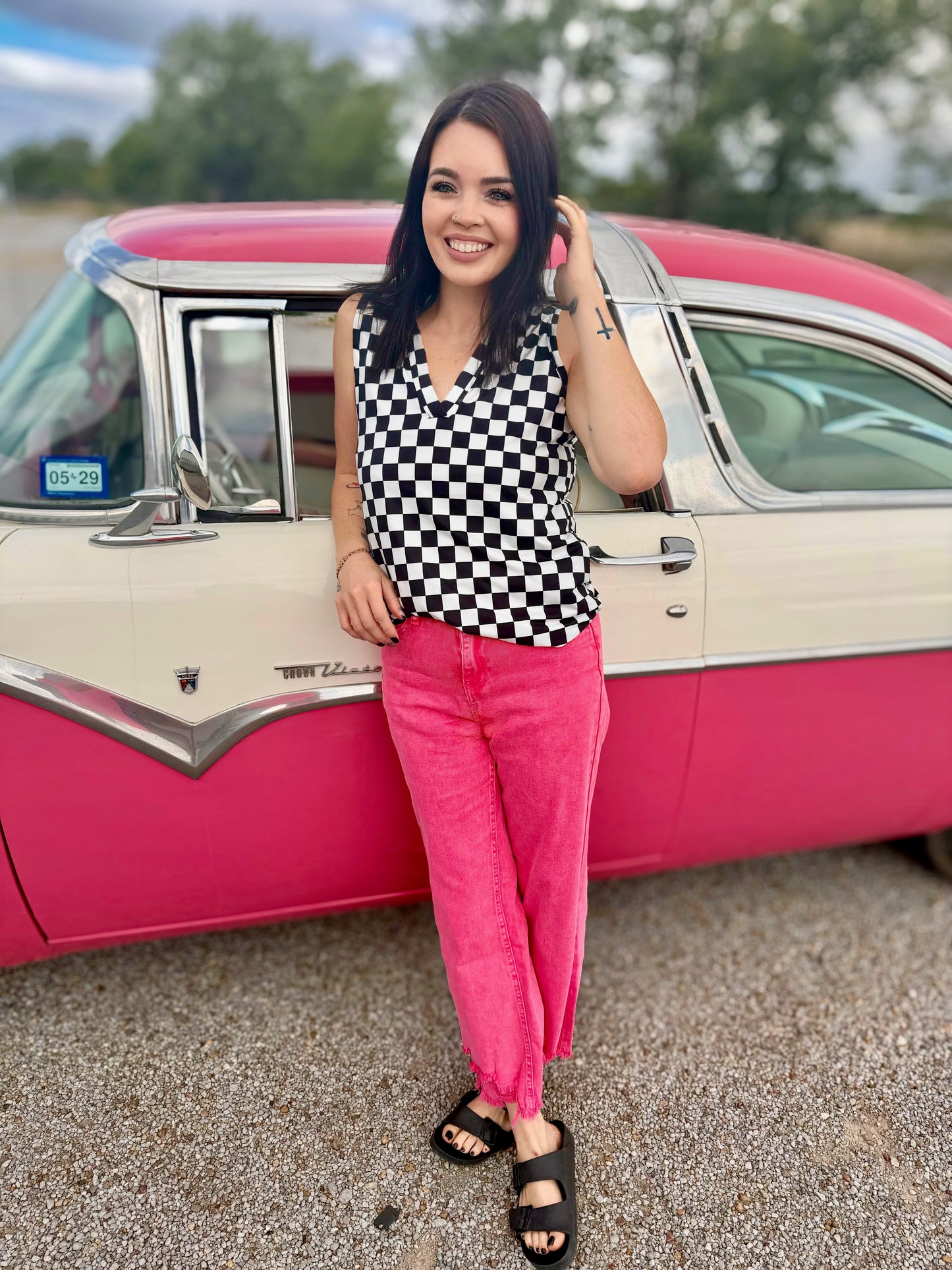 Outlaw Crop Jeans Pink By Sterling Kreek
