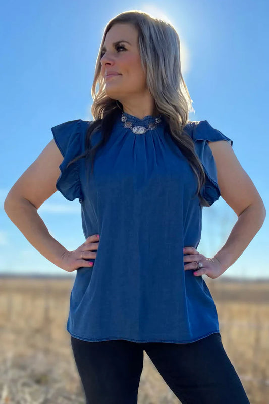 Babydoll Top Denim By Sterling Kreek