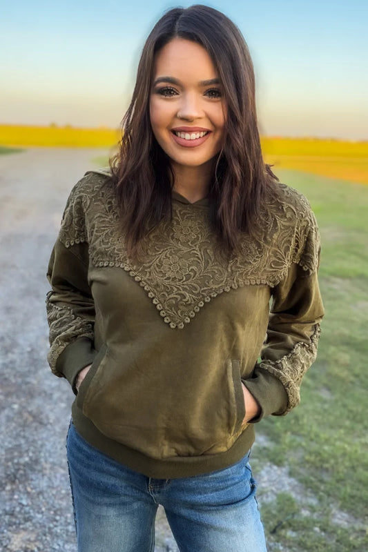 Tooled Frontier Hoodie Hunter Green By Sterling Kreek