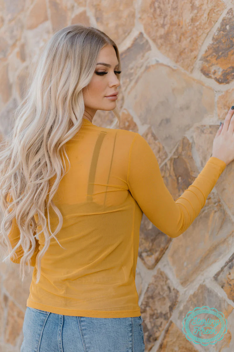 Meshed Out Mustard Top By Sterling Kreek