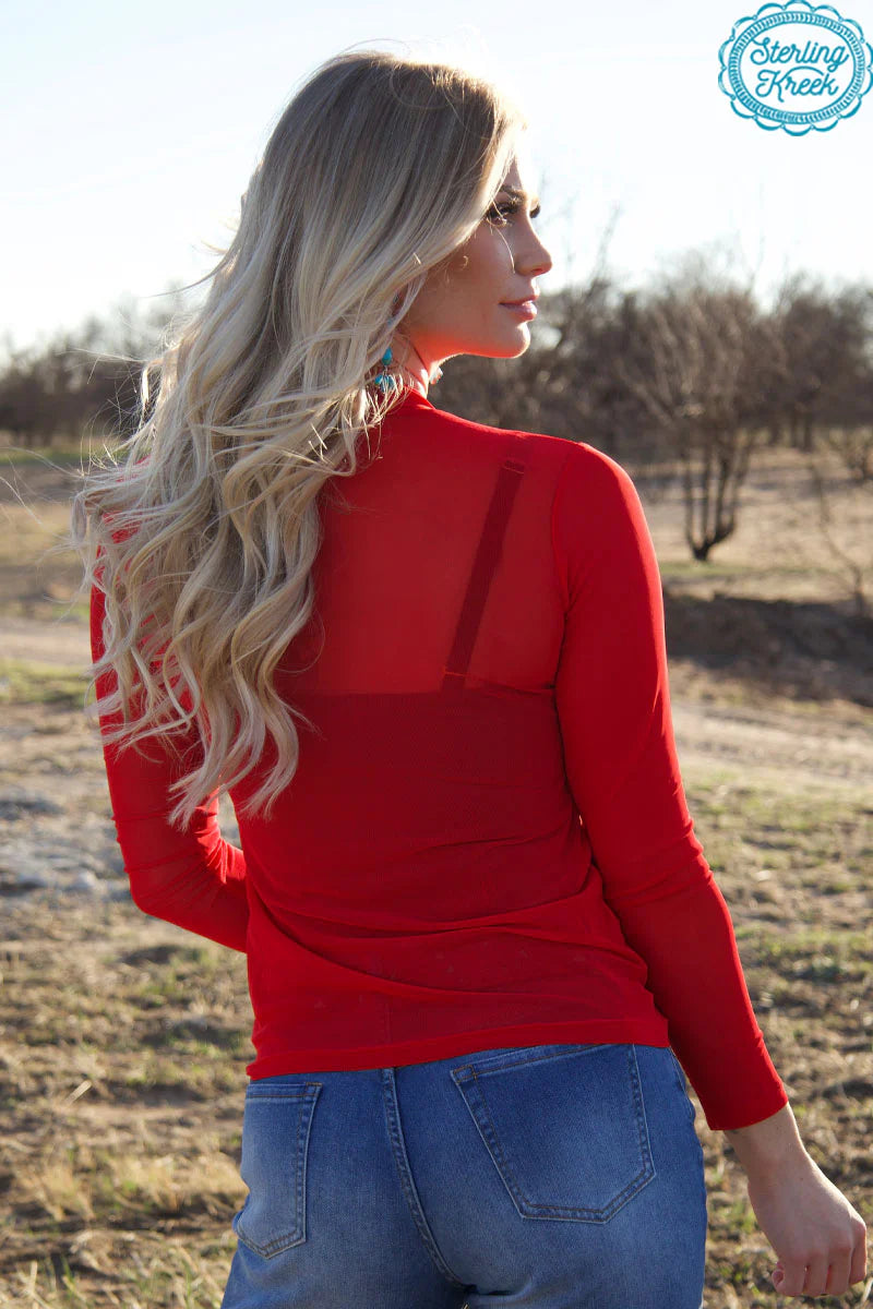 Meshed Out Red Top By Sterling Kreek