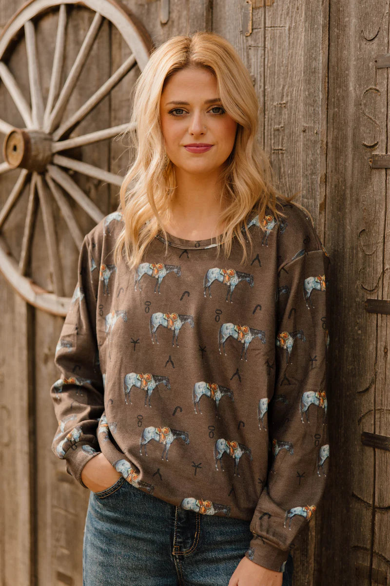 Old Town Road Brown Top By Sterling Kreek