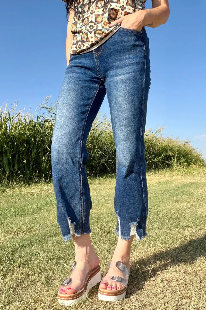 Outlaw Crop Jeans Dark Wash By Sterling Kreek