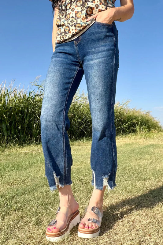 Outlaw Crop Jeans Dark Wash By Sterling Kreek