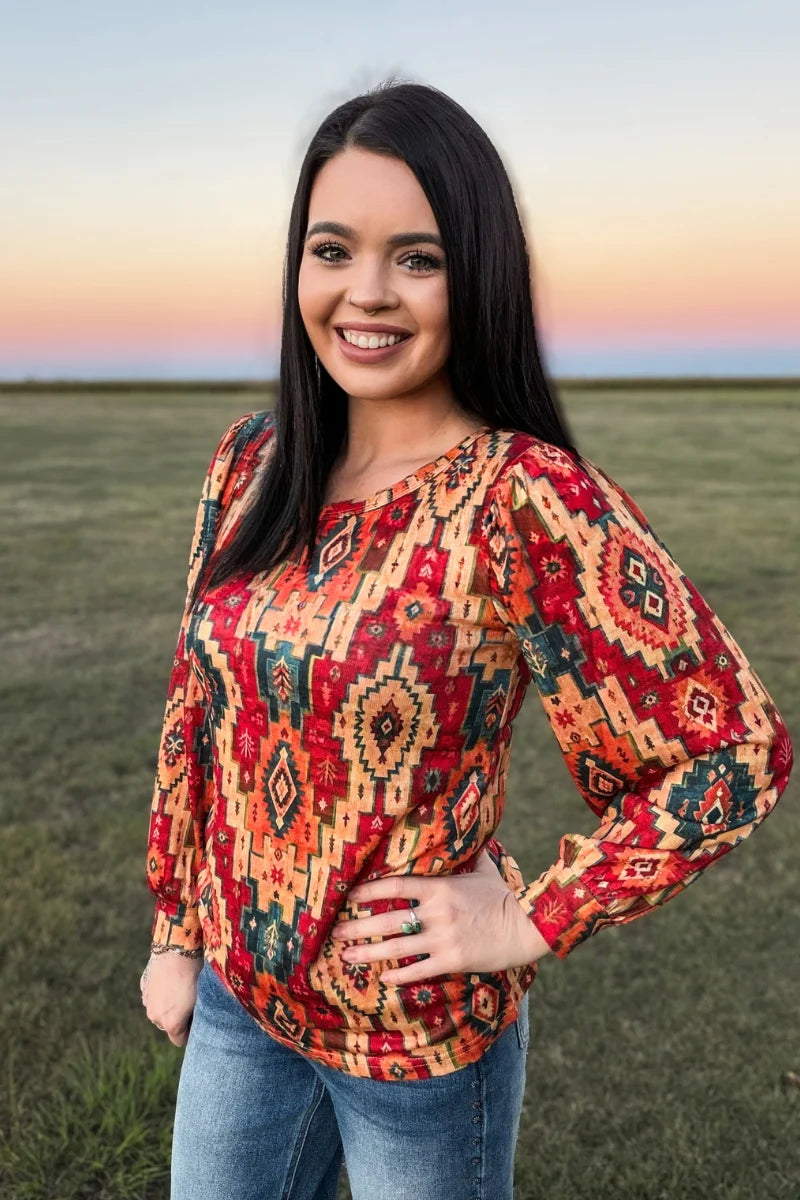 Ranch Road Aztec Top By Sterling Kreek