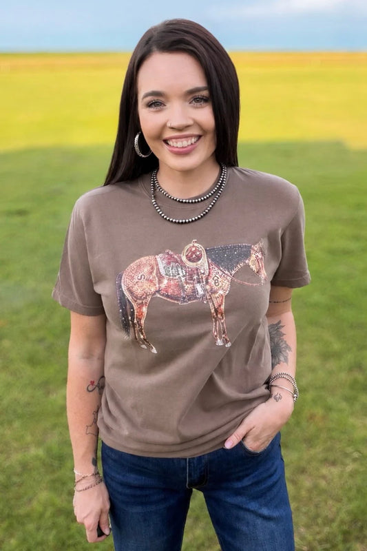 Rhinestone Cowhorse Tee By Sterling Kreek