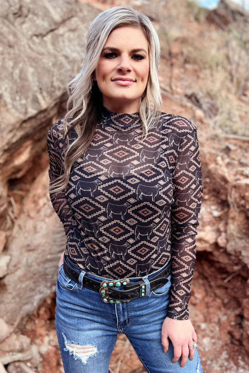 Show Me Your Steer Mesh Top By Sterling Kreek