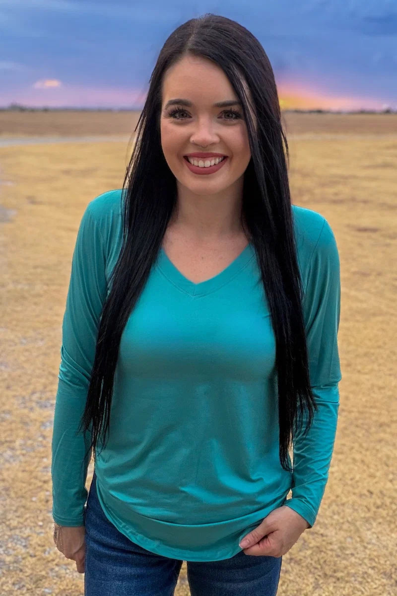 Simple Sterling Long Sleeve  Dusty Teal By Sterling Kreek