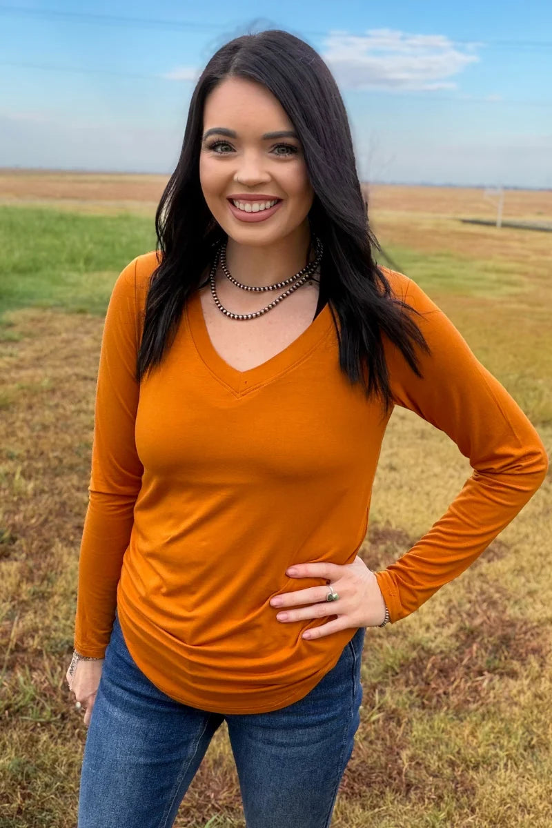 Simple Sterling Long Sleeve  Pumpkin Top  By Sterling Kreek