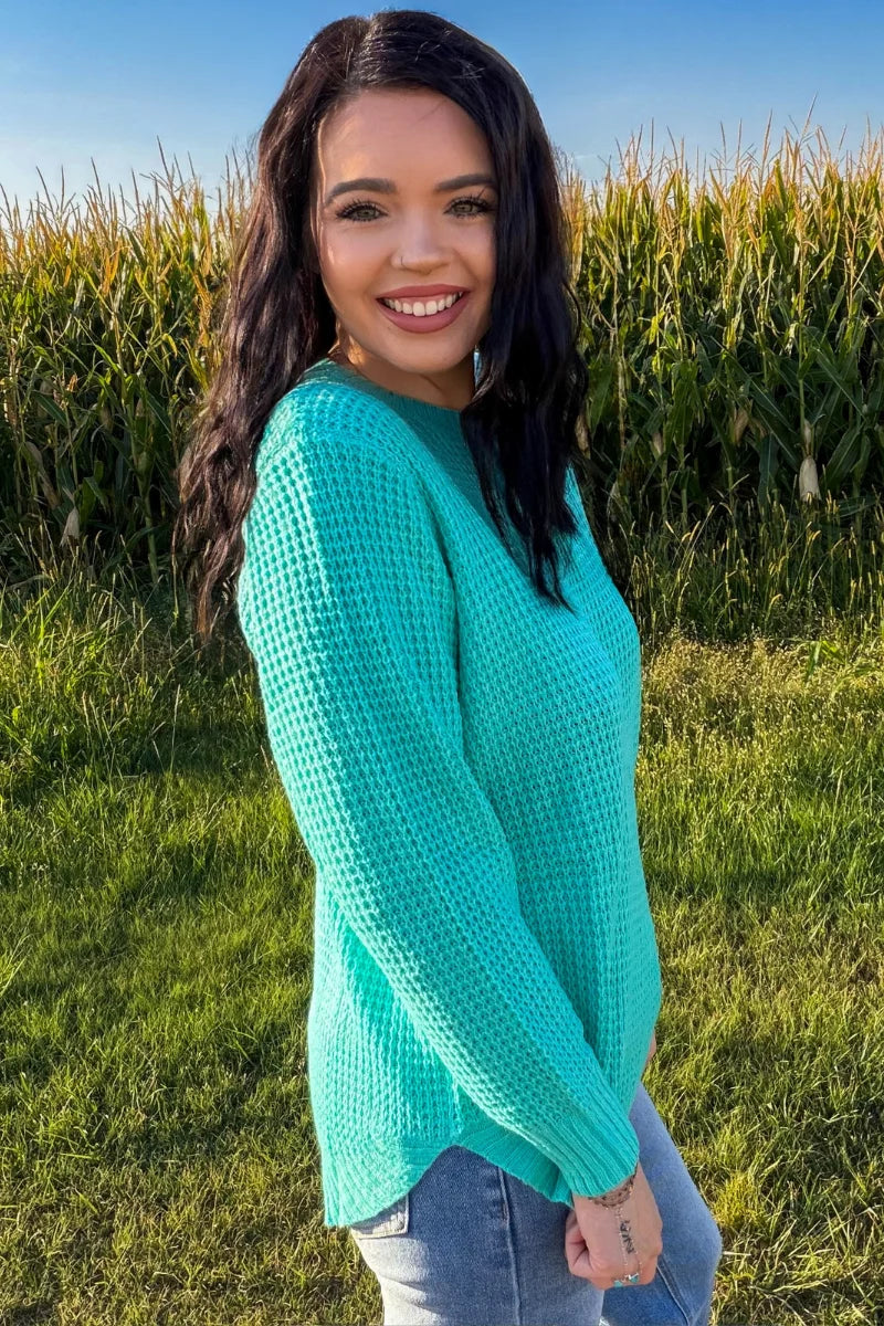Sterling Staple Sweater  Turquoise By Sterling Kreek