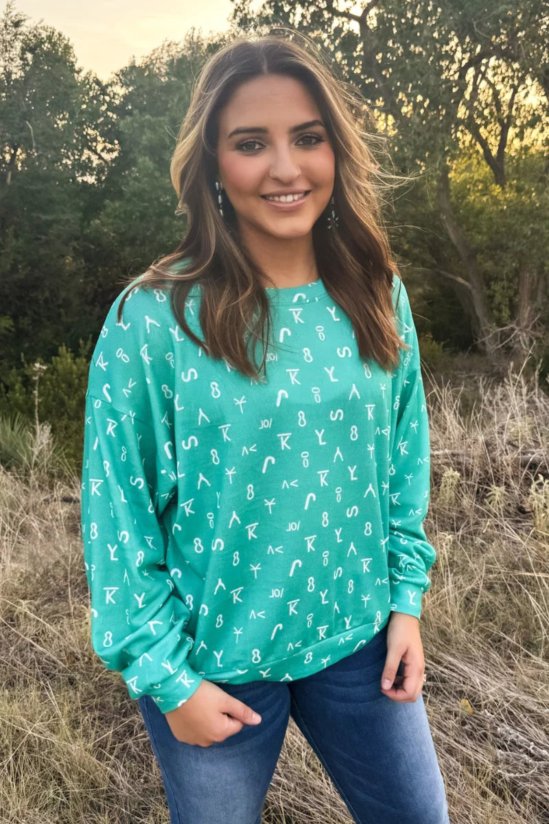 Turquoise Cattlemark Top By Sterling Kreek