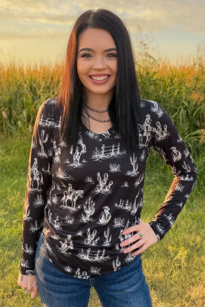 Western Nights LS Top By Sterling Kreek