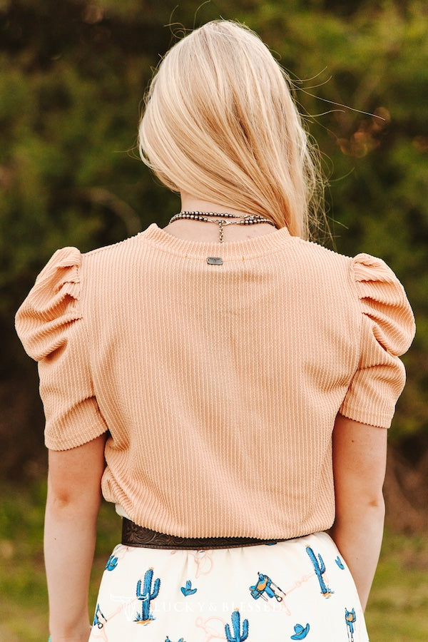 Peach Puff Short Sleeve Top By L&B