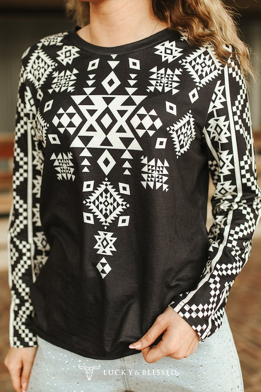 Black Aztec Blouse By L&B