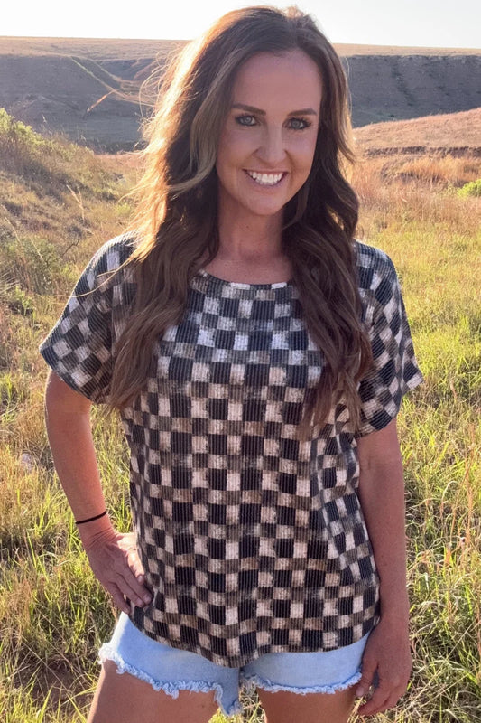 Dusty Check Top By Sterling Kreek