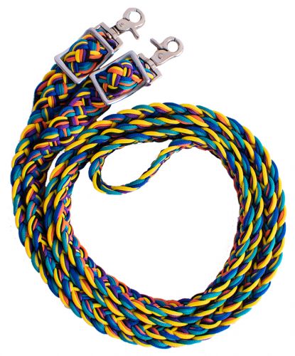 Rainbow Braided Nylon Barrel Reins